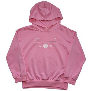 Pink Music Player Hoodie Y2K Playlist Graphic Sweatshirt Youth Streetwear